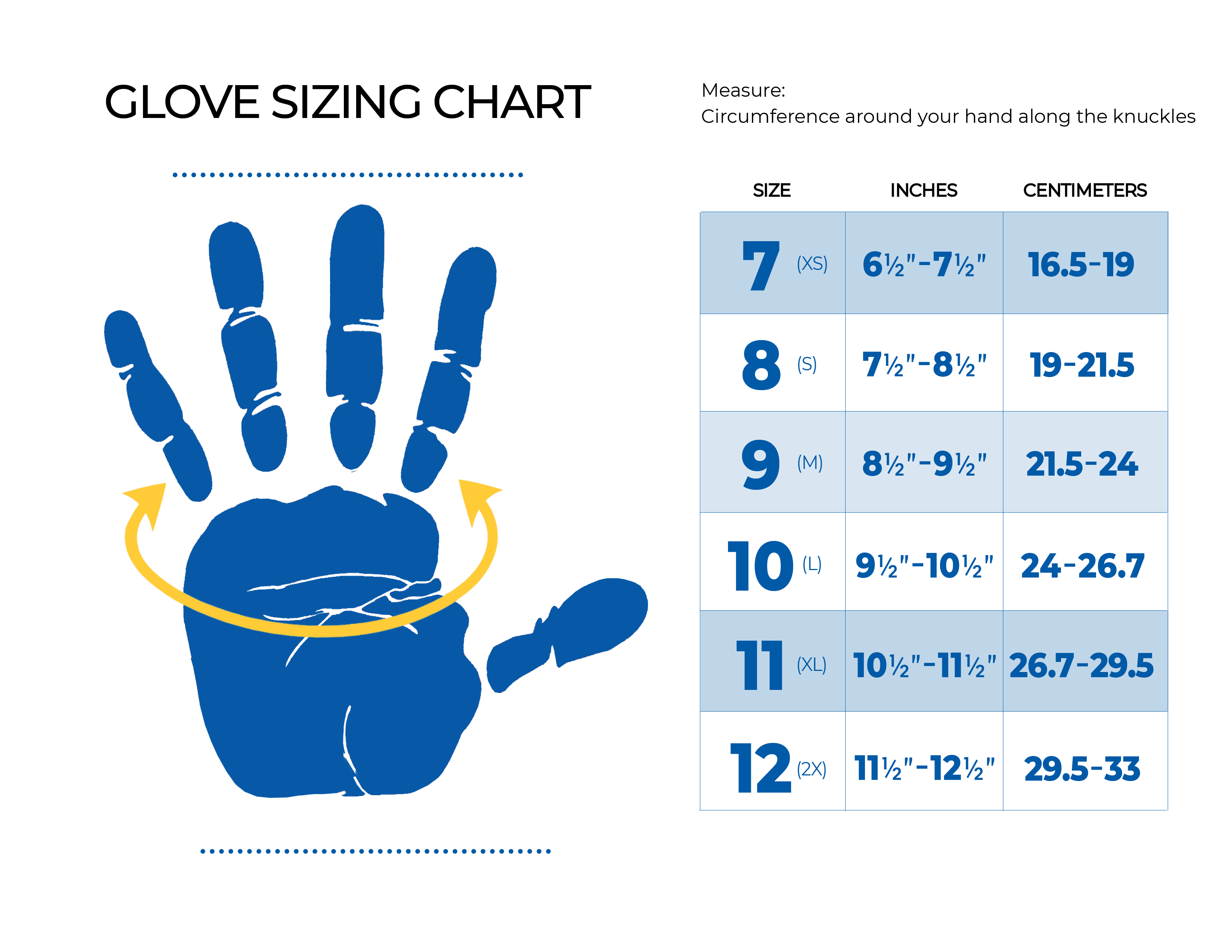 Archery Glove Size Chart